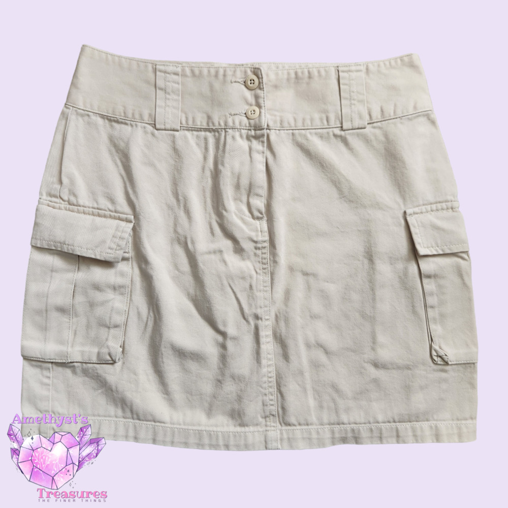 Route 66 womens mini skirt 4 cargo pockets pencil cream tan gorpcore midrise